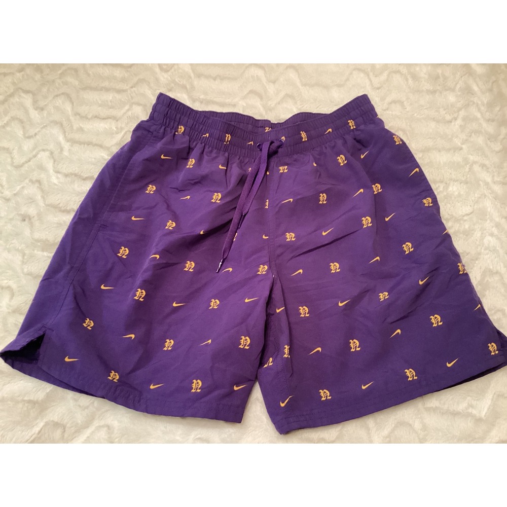 Nike Mens Purple Gold Logo Print Swim Trunks NESSF518-536 Size Small NWT - Picture 3 of 6